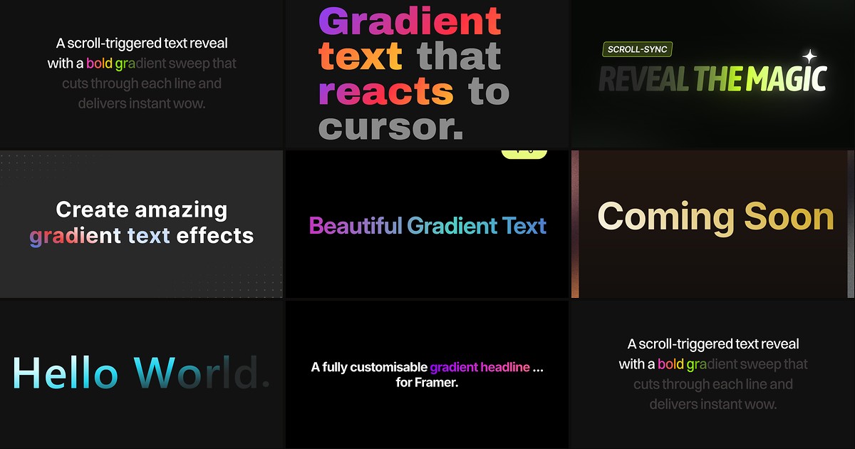 Cover for 8 Best Framer Gradient Text Components in 2026