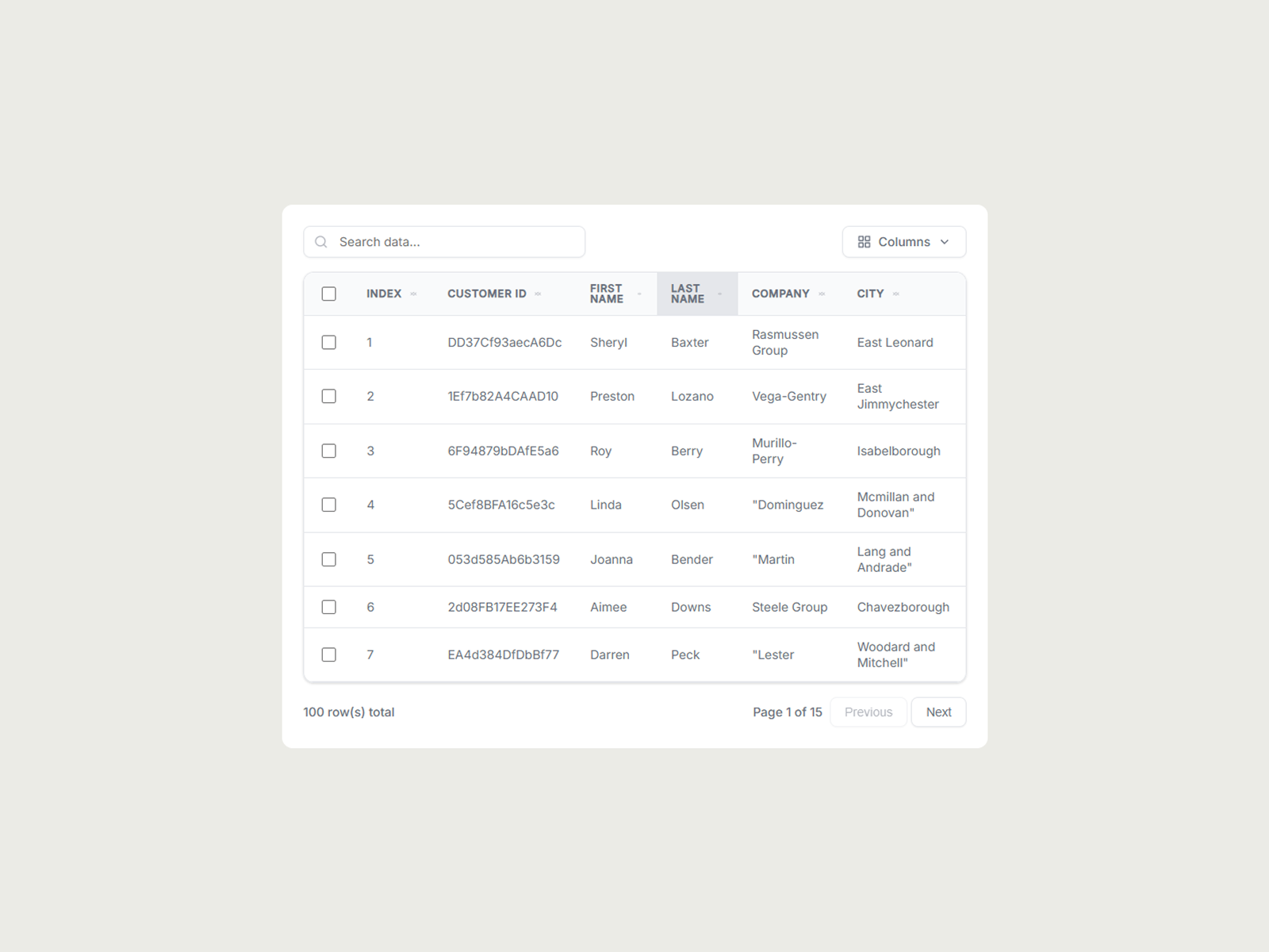 CSV DataTable preview