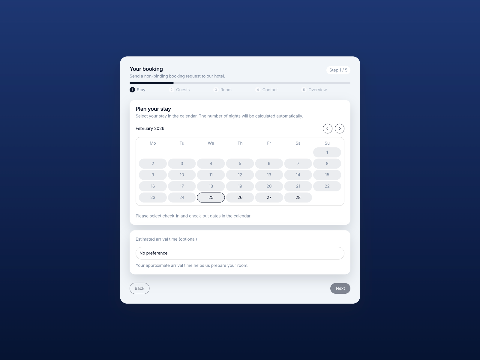 Hotel Booking Wizard preview
