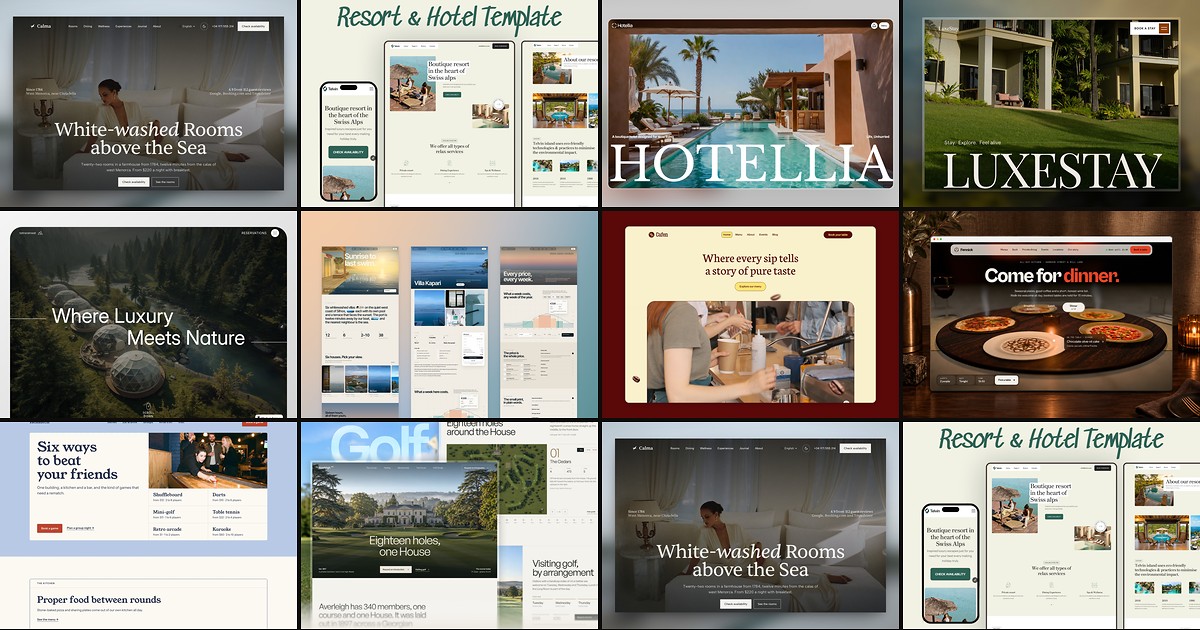 Cover collage for 10 Best Free Hospitality Framer Templates in 2026