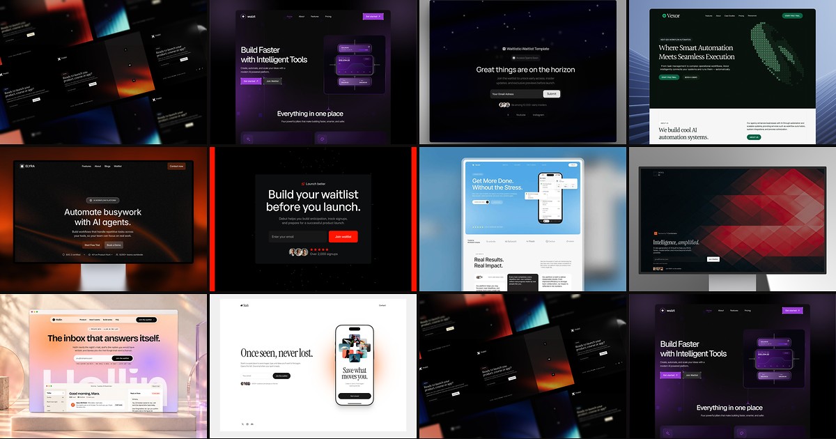 Cover collage for 10 Best Free Waitlist Framer Templates in 2026