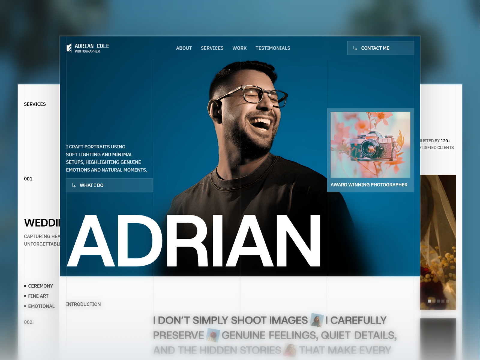 Adrian Cole — Free Photographer Portfolio Framer Template preview