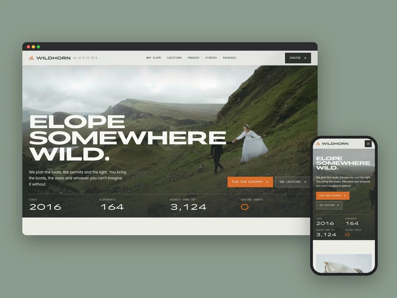 Adventure Elopement — Free Portfolio Template for Framer preview