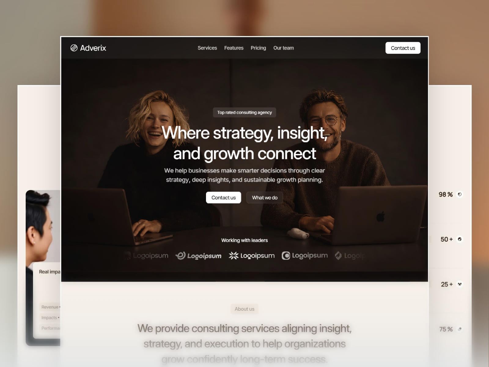 Adverix — Free Consulting Landing Framer Template preview