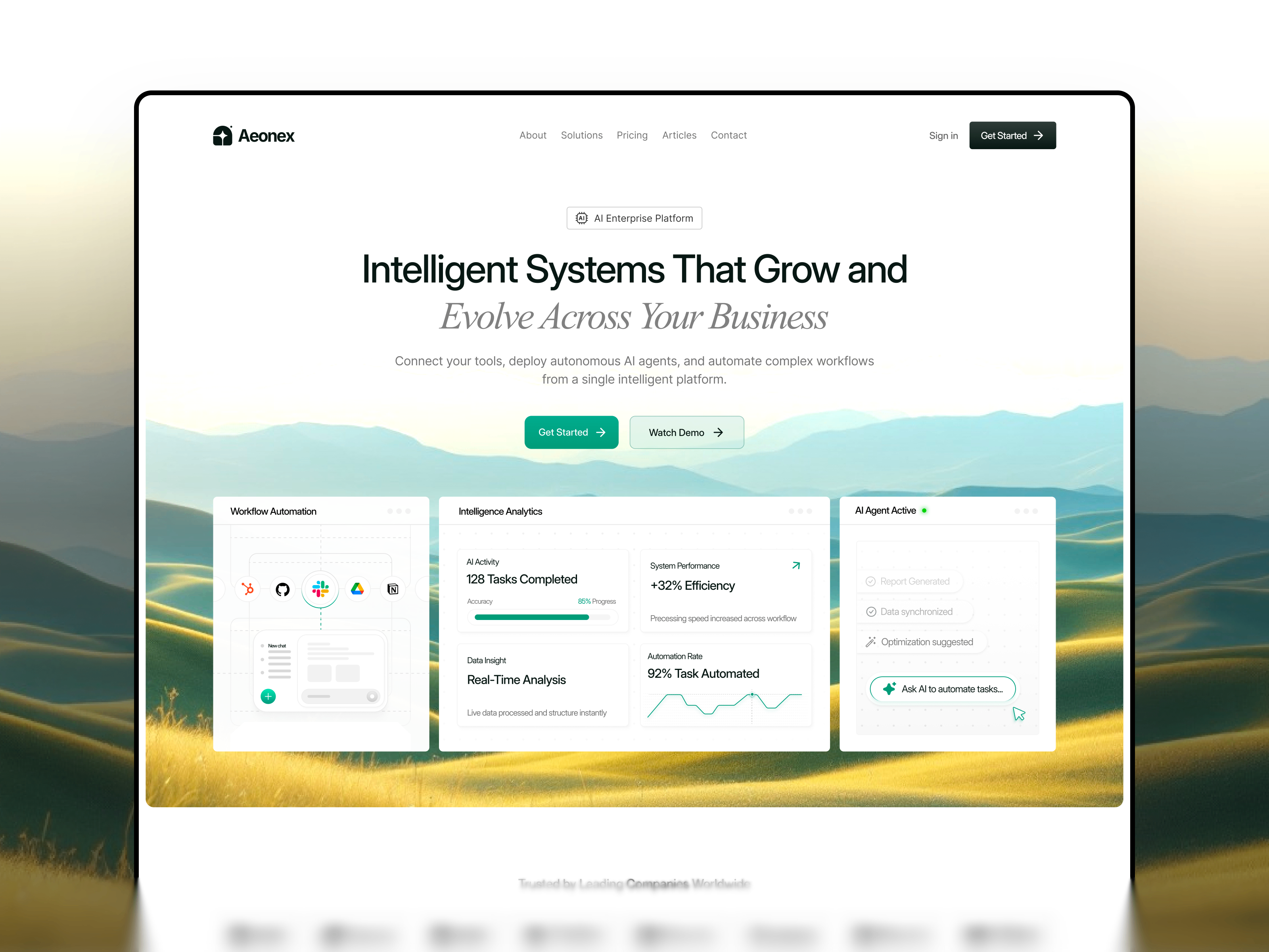 Aeonex Enterprise — Free SaaS Framer Template preview