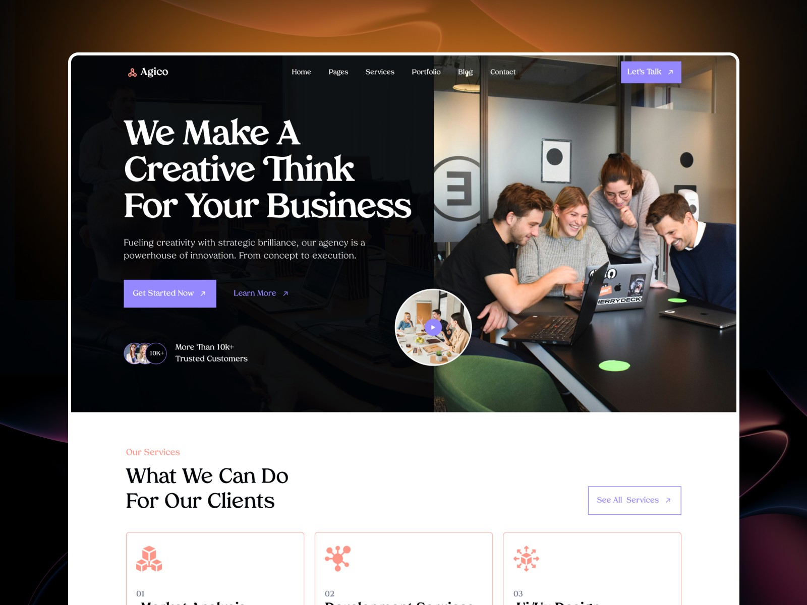 Agico: Free Agency Website Template by Mezario — Free Portfolio Framer Template preview