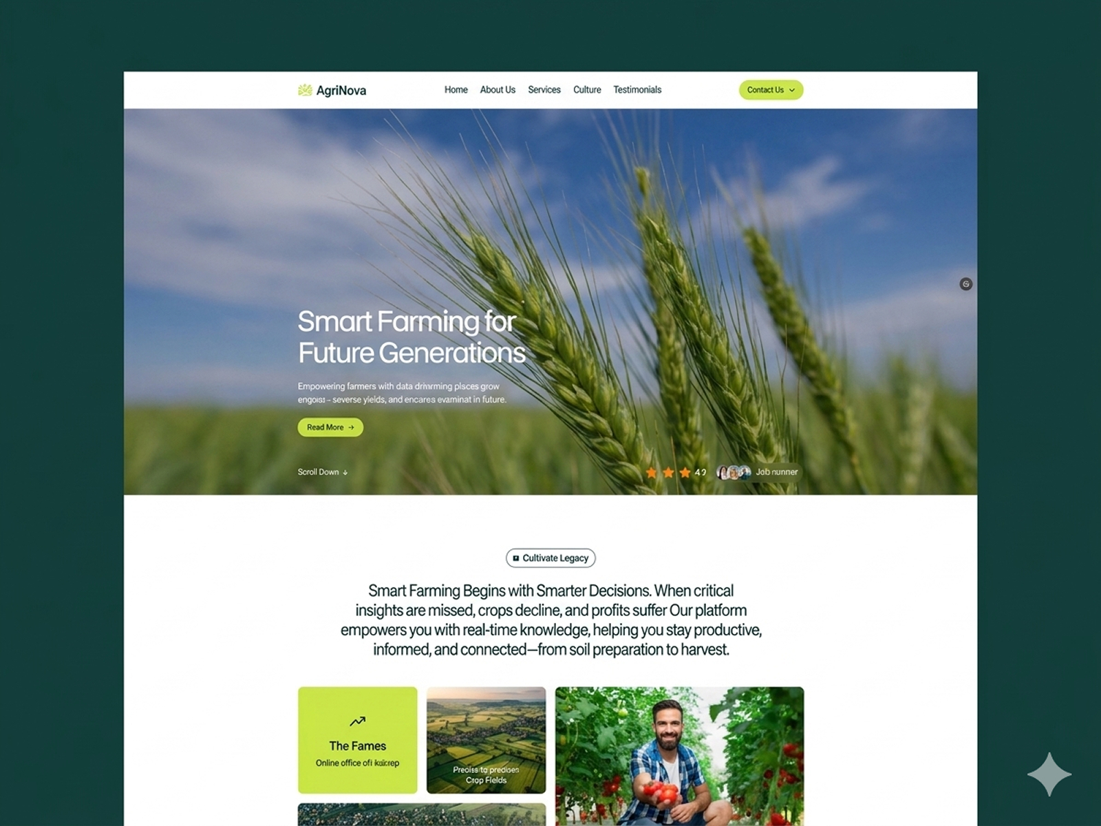AgriNova — Free Landing Page Framer Template preview