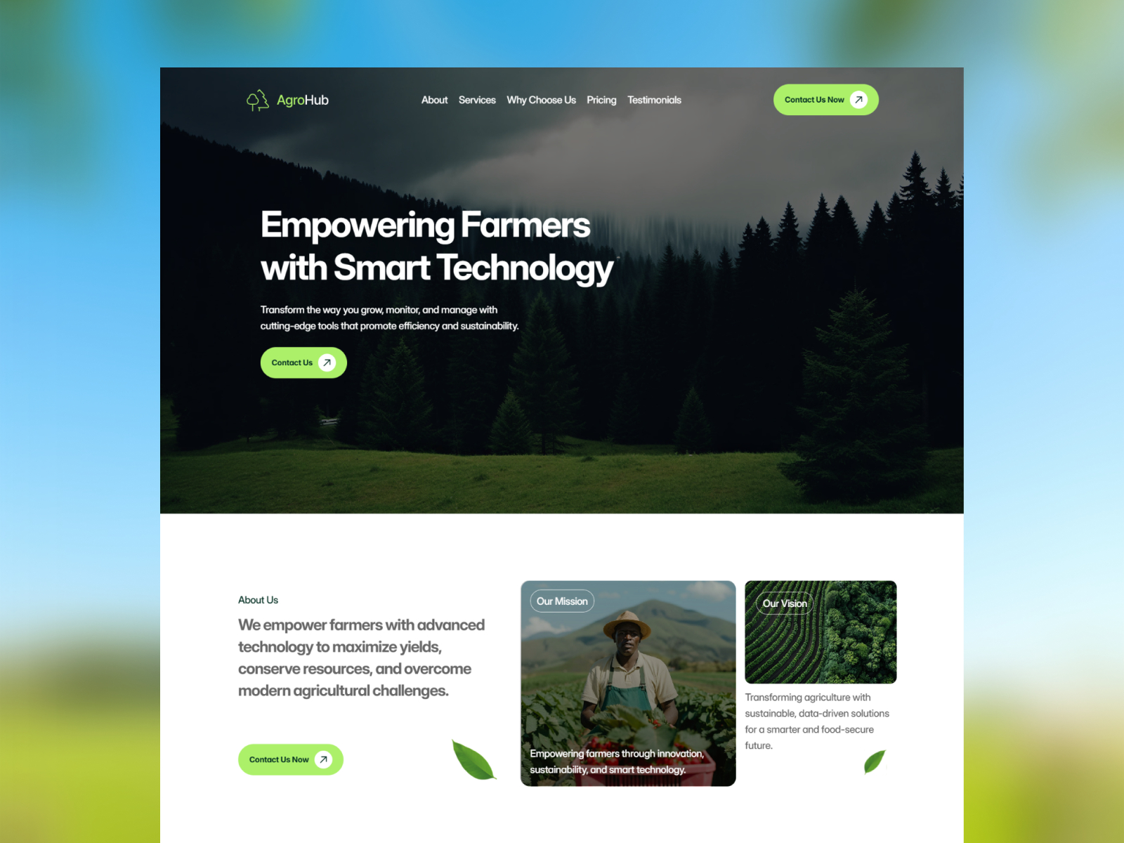 Agrohub — Free Agritech & Farm Framer Template preview