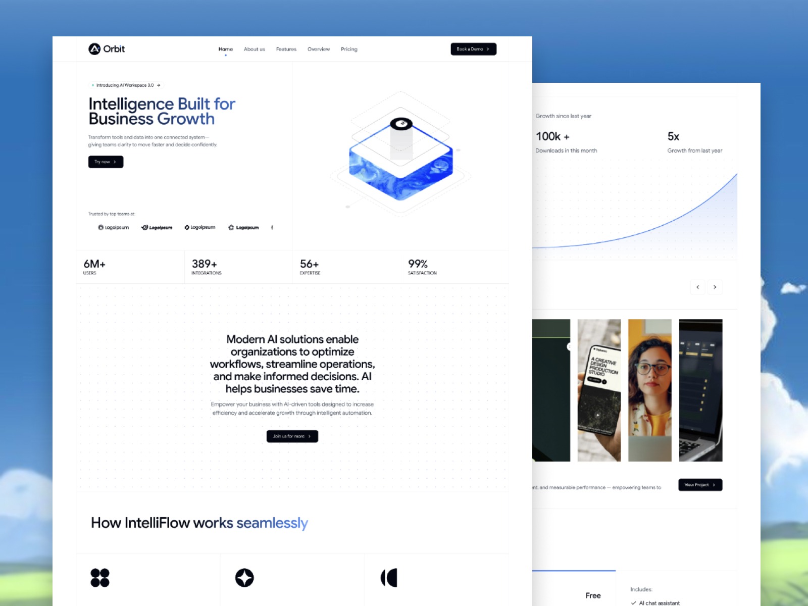 AiOrbit — Free SaaS Template for Framer preview