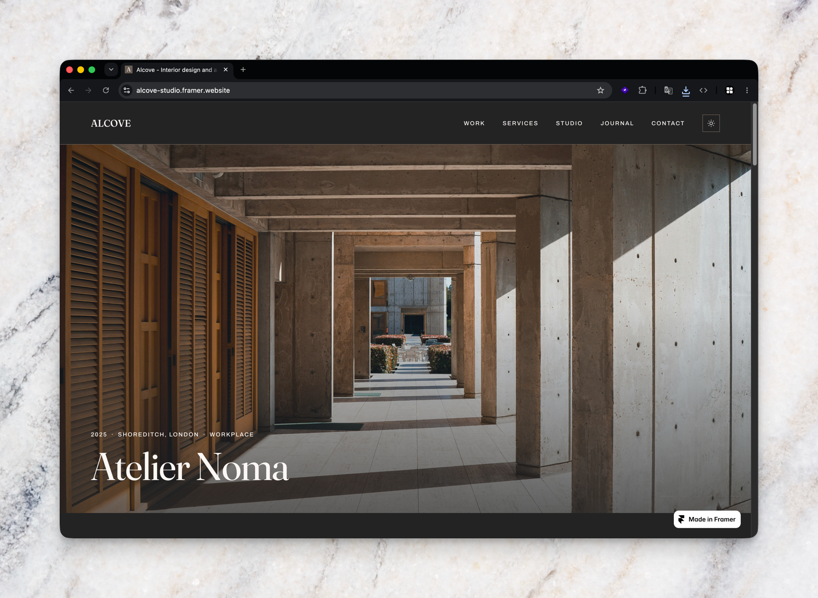 Alcove — Free Portfolio Website Template by dhero.studio — Free Architecture Template for Framer by dhero.studio preview