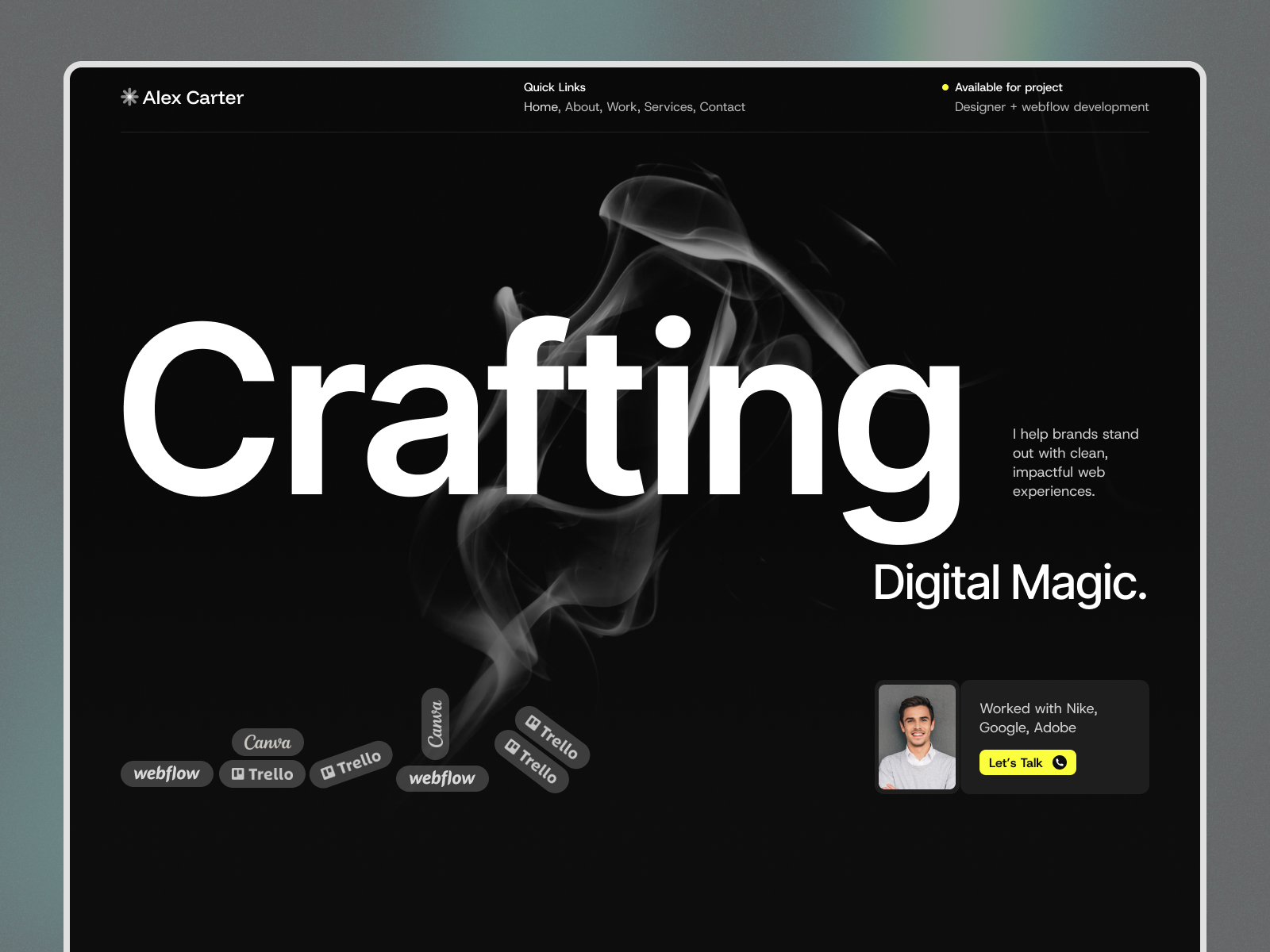 Alex Cartar: Free Portfolio Website Template by Geniusflow — Free Ecommerce Framer Template preview