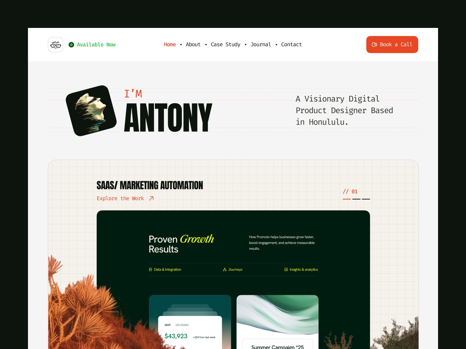 Antony — Free Designer Portfolio Framer Template preview