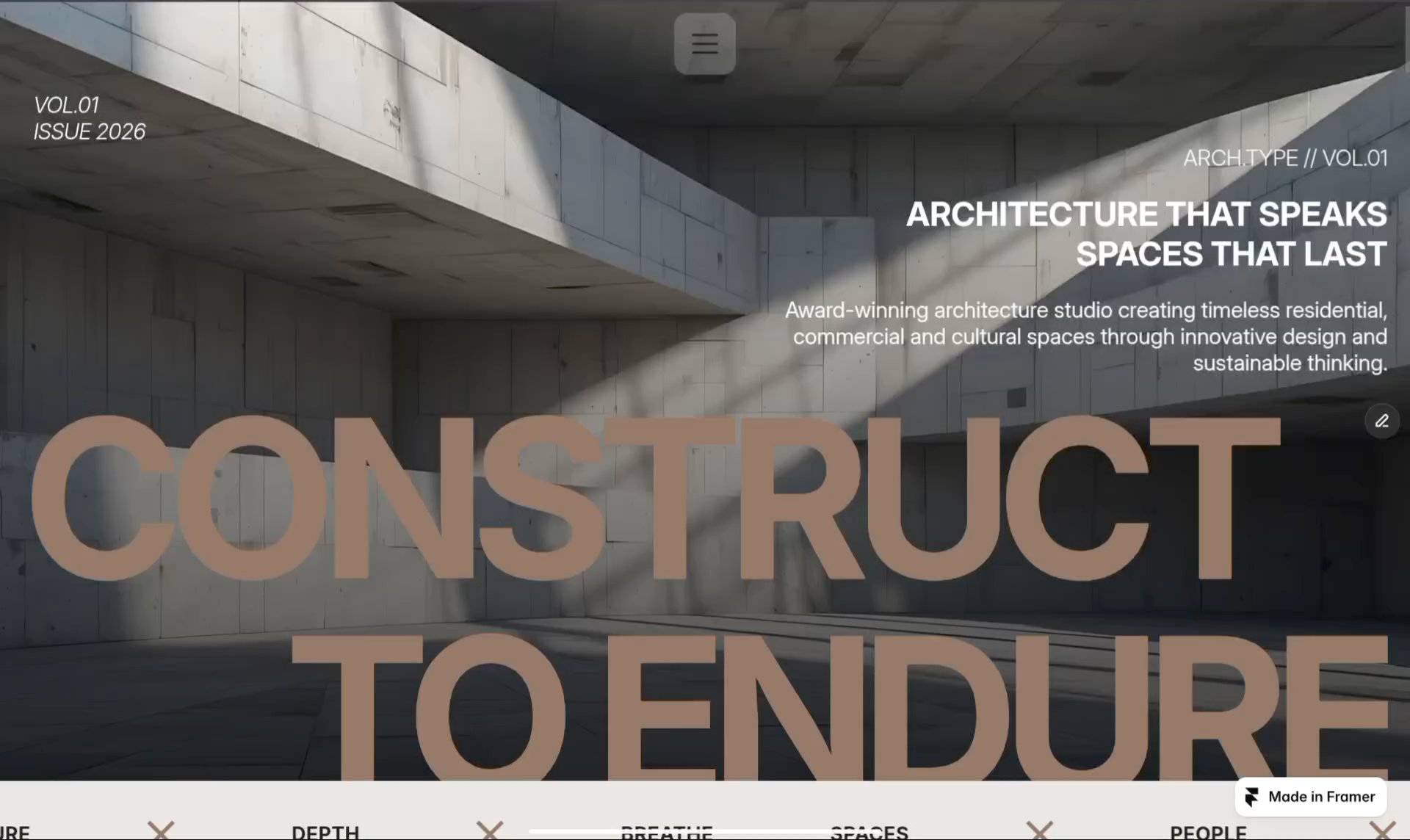 ARCH.TYPE: Free Portfolio Website Template by Sara Arhune — Free Architecture Framer Template preview