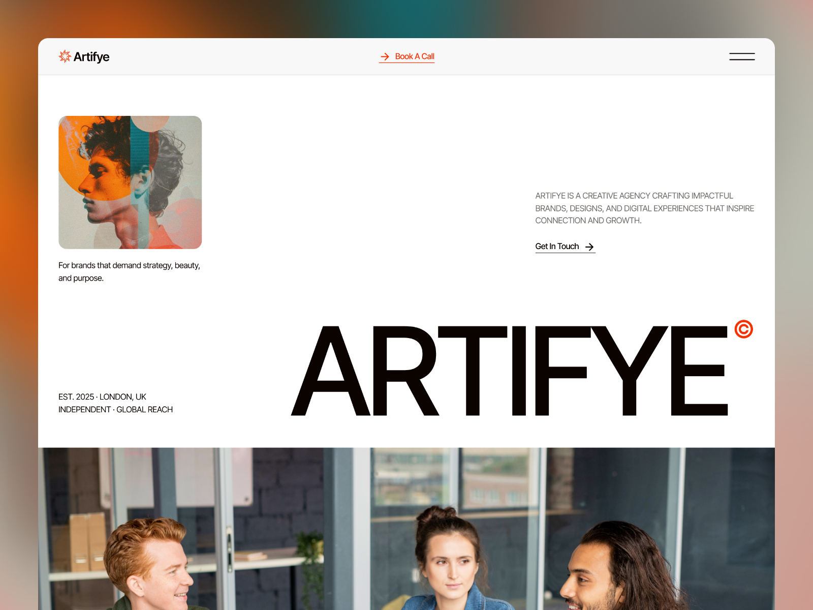 Artifye — Free Creative Agency Framer Template preview