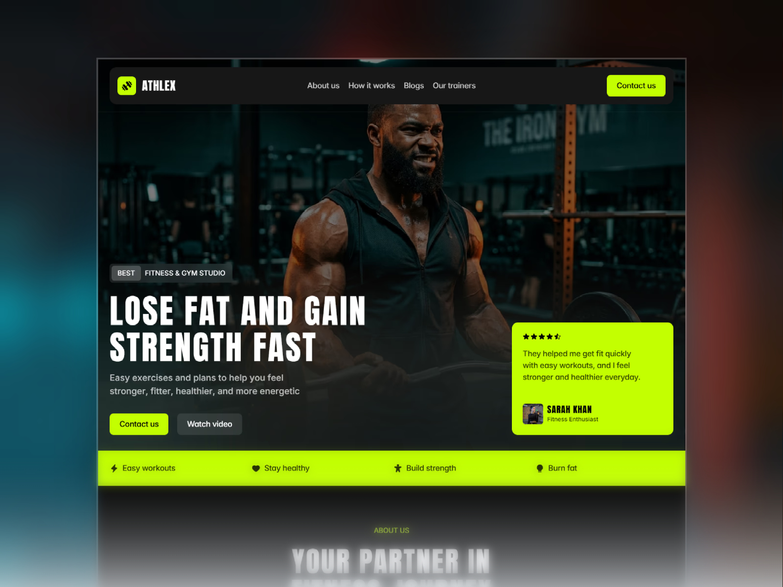 Athlex — Free Gym & Fitness Studio Framer Template preview