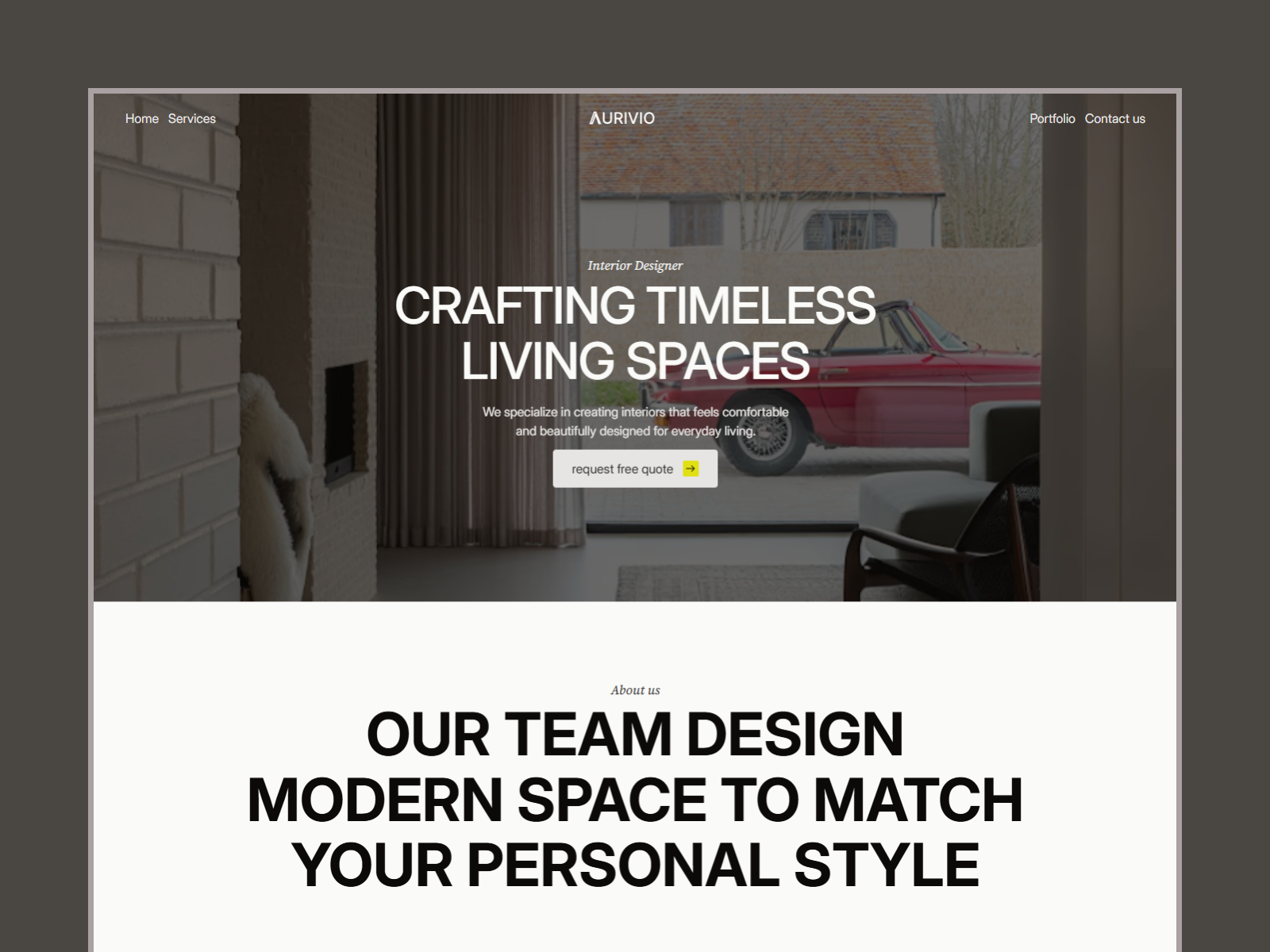 Aurivio — Free Architecture & Interior Studio Framer Template preview