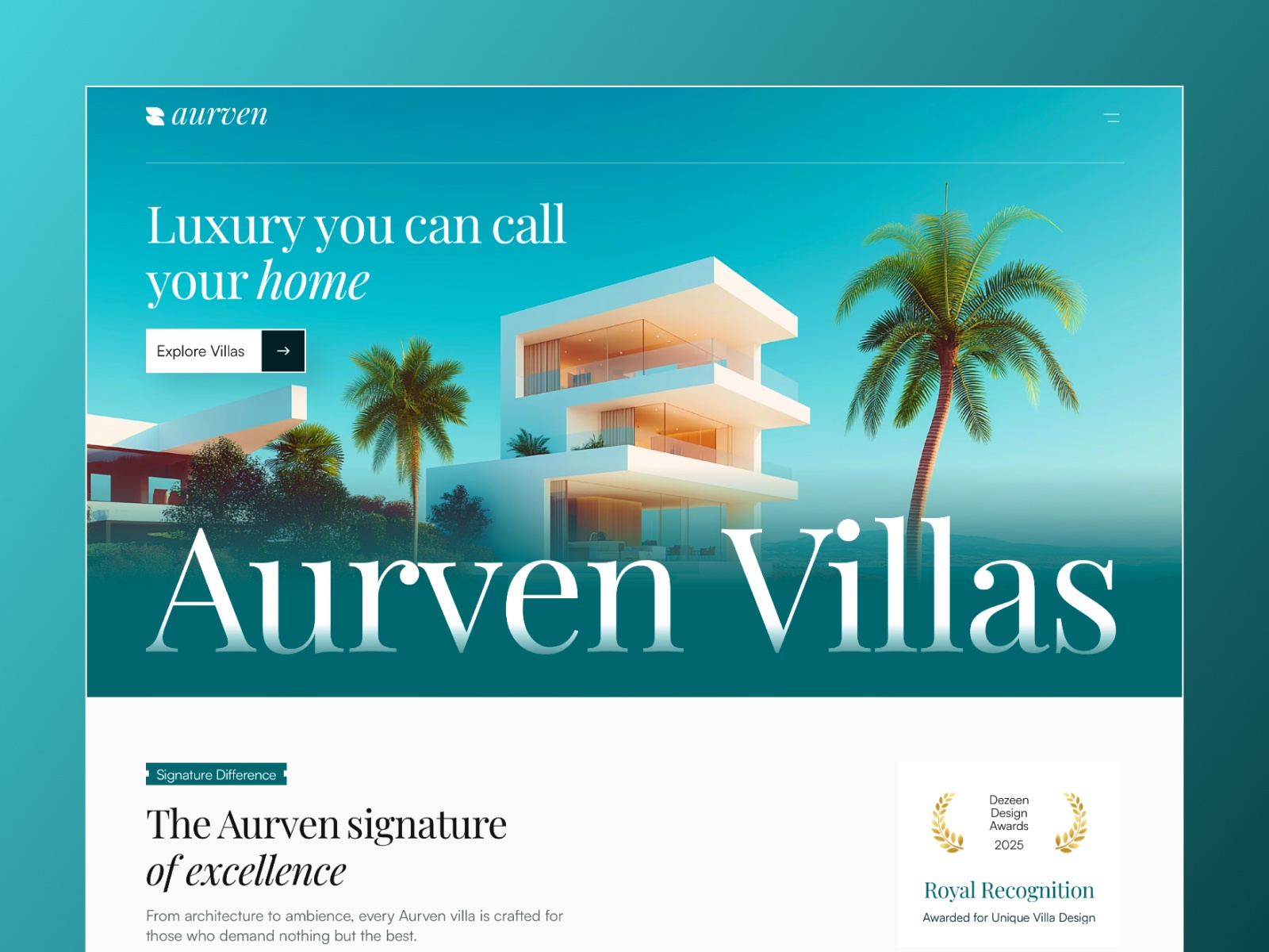 Aurven — Free Luxury Property Brand Framer Template preview