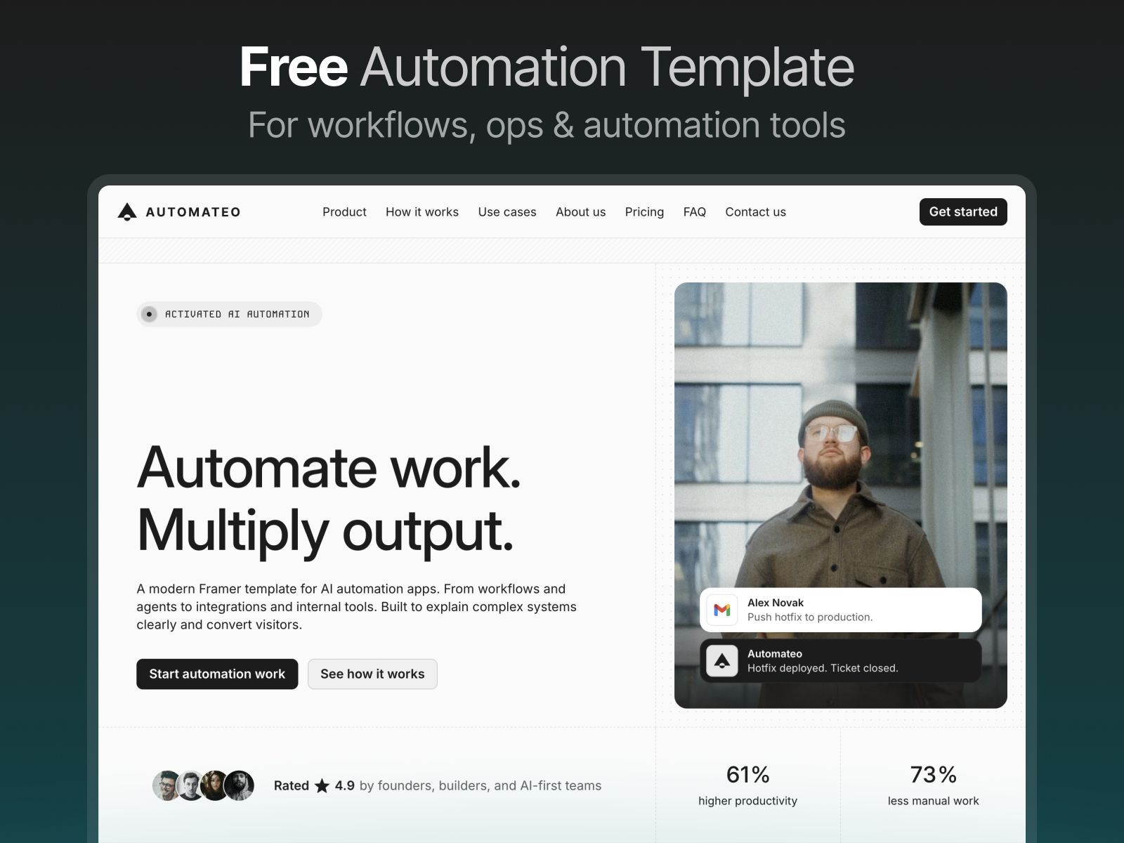 Automateo — Free AI Automation Framer Template preview