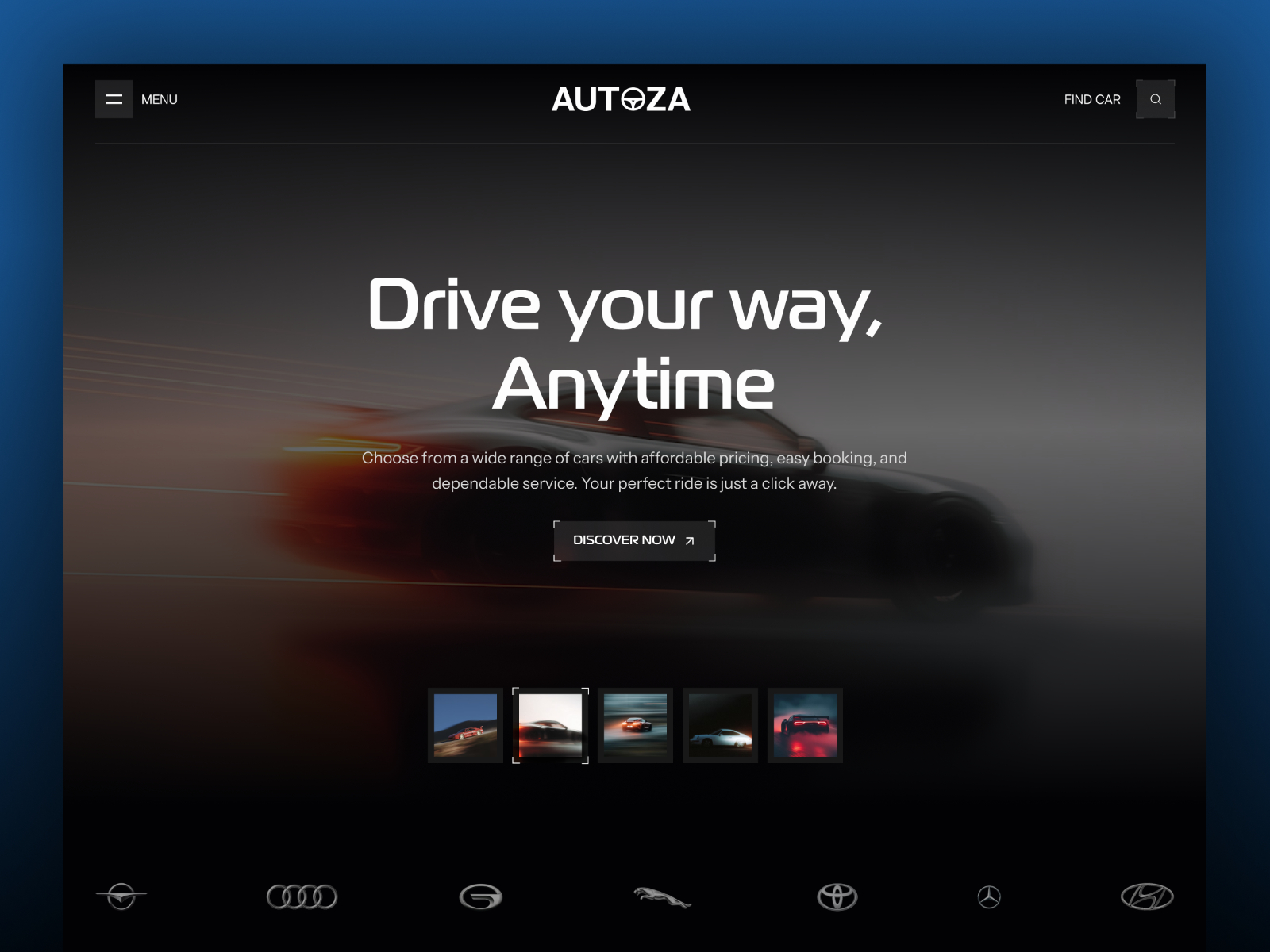 Autoza — Free Car Rental Framer Template preview