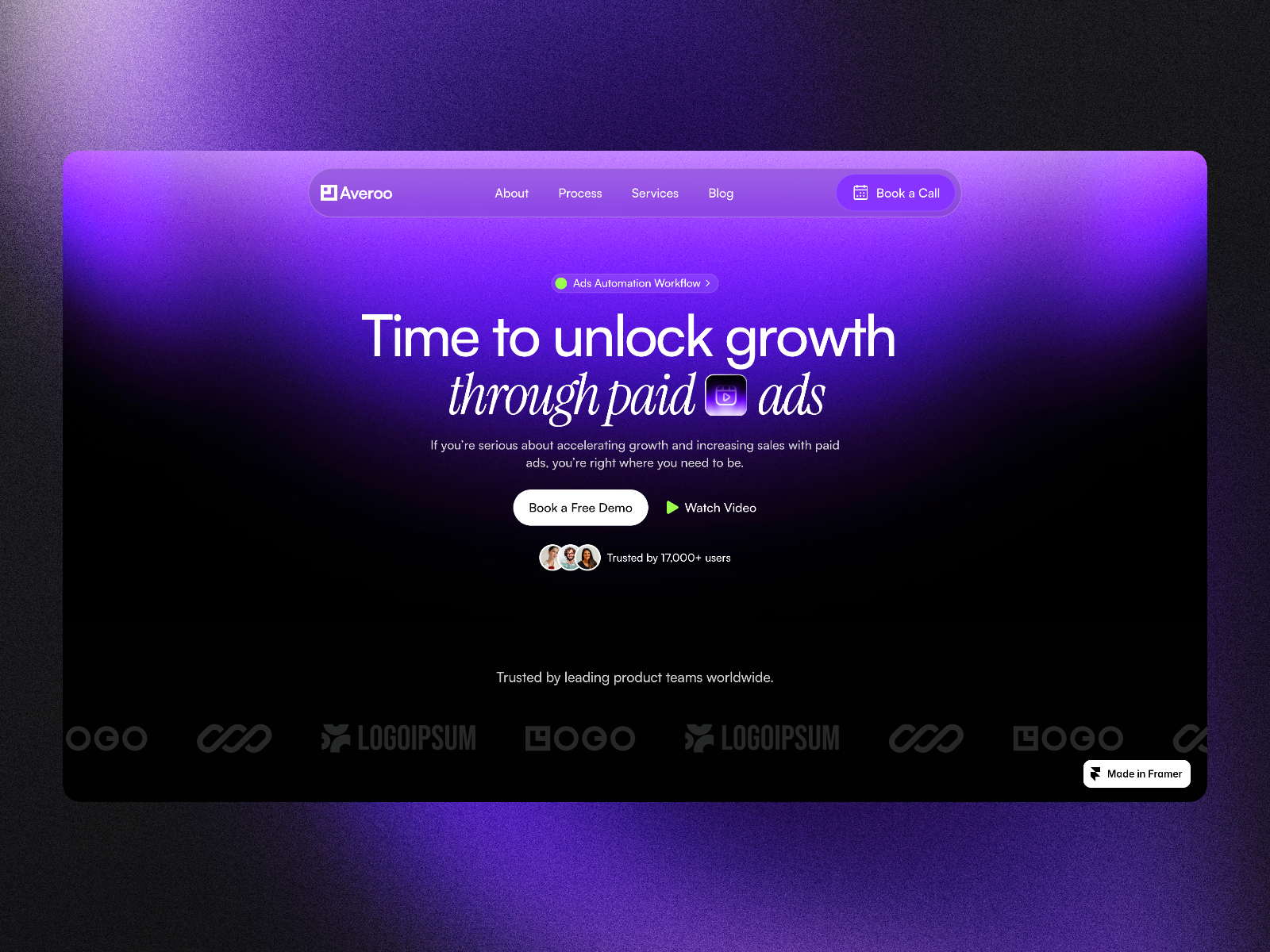 Averoo — Free Agency Framer Template preview