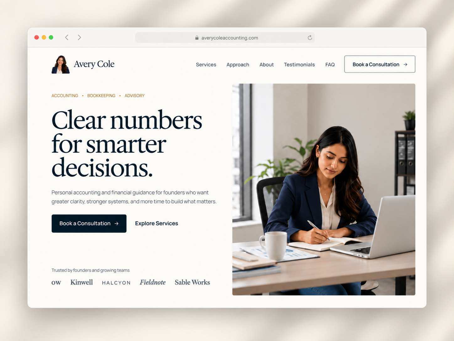 Avery Cole: Free Personal Website Template by Reovan — Free Landing Page Framer Template preview