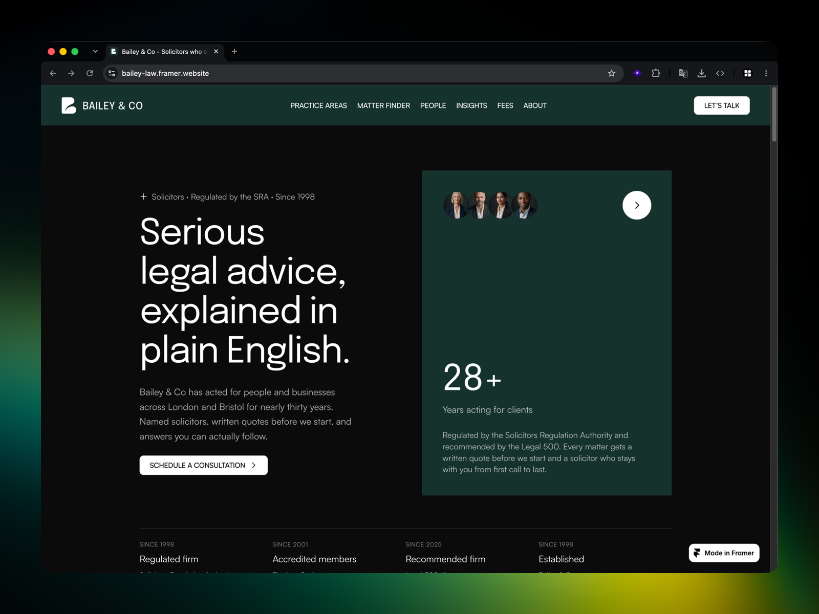Un Newsletter Example Barristar — Free Legal Template for Framer | yoframer