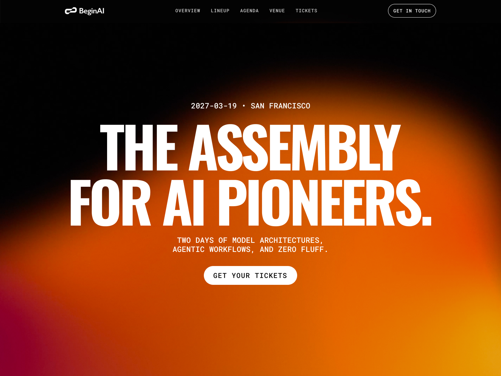 BeginAI — Free Events Template for Framer preview