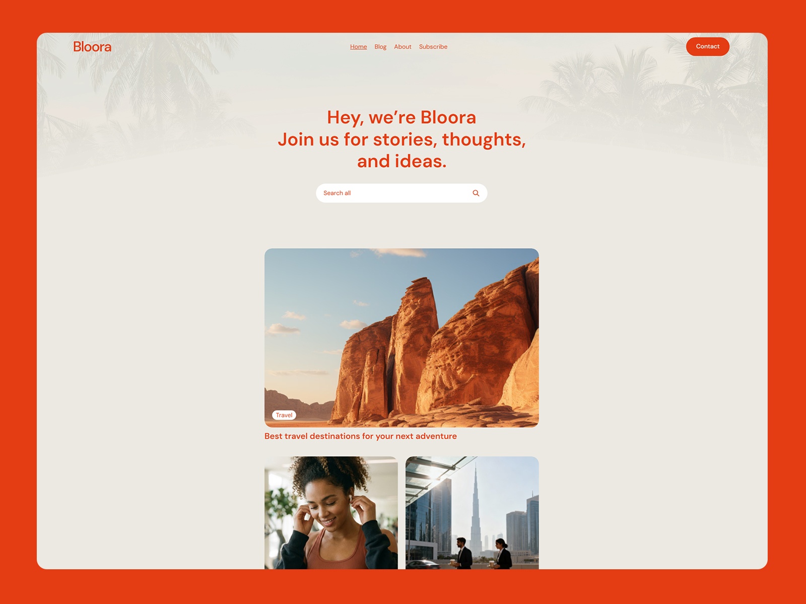 Bloora — Free Writer Blog Framer Template preview