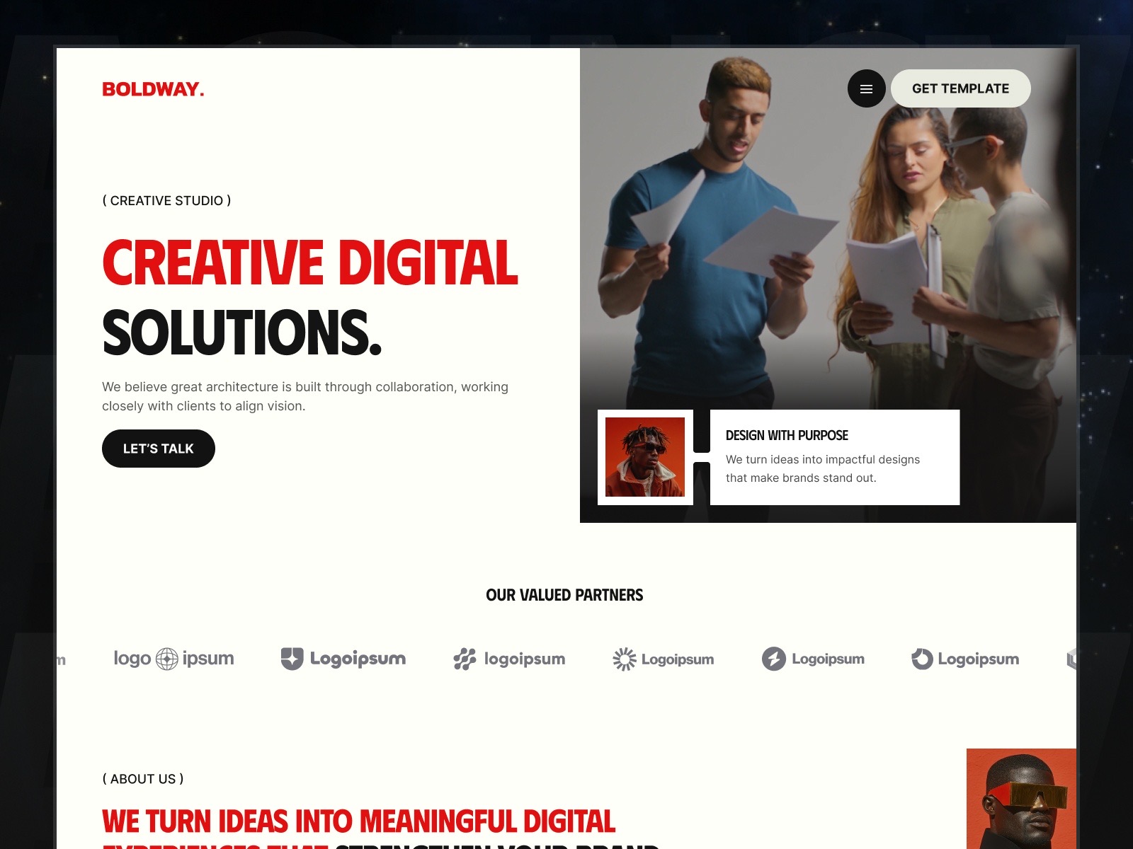 Boldway – Free Creative Digital Agency Framer Template preview