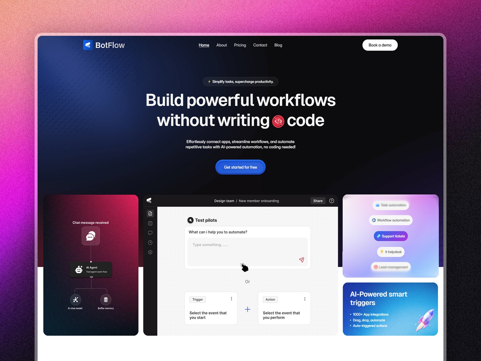 BotFlow — Free AI SaaS Framer Template preview