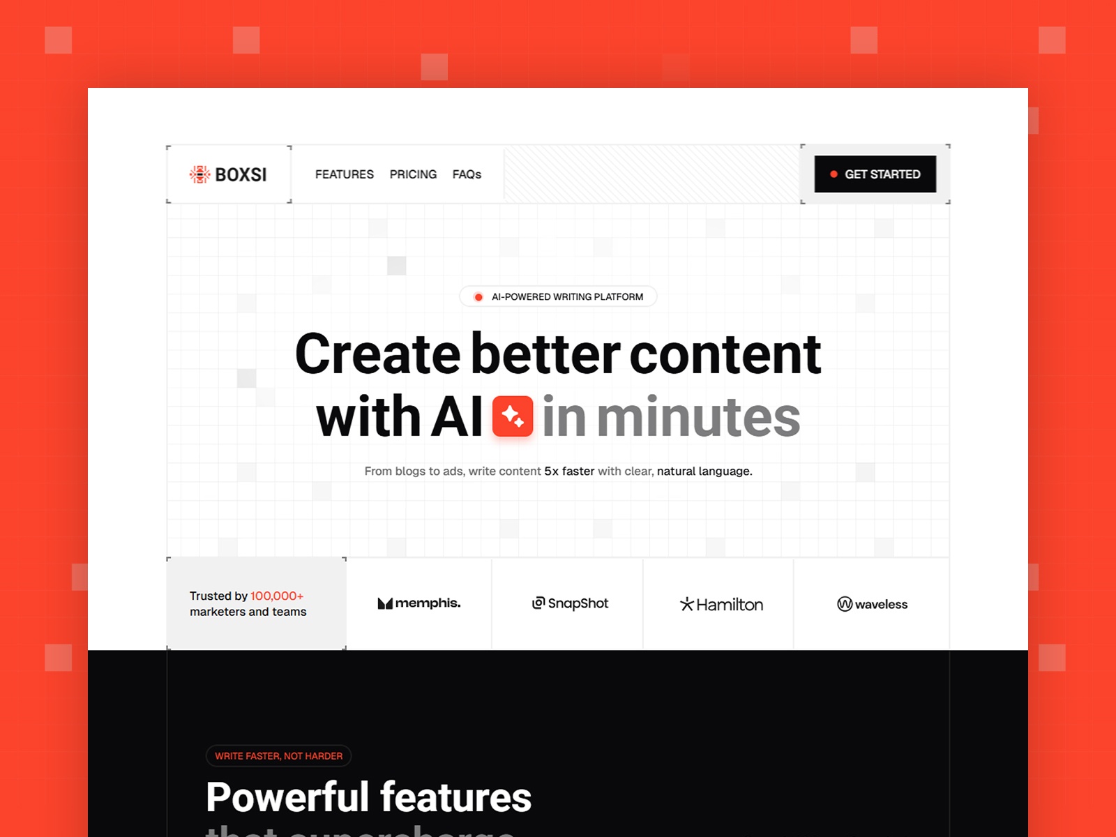 Boxsi — Free SaaS and AI Tool Framer Template preview