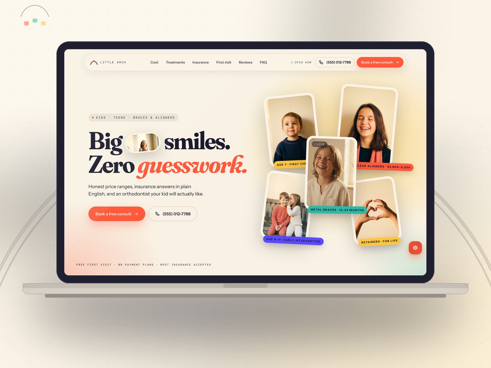 BRACKET SMILE: Free Health Website Template by SoloFoundry — Free Healthcare Framer Template preview