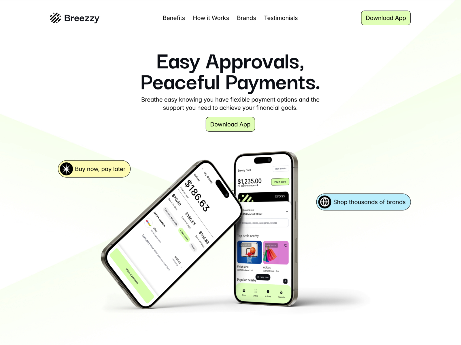Breezzy — Free Neobrutalist Fintech App Landing Framer Template preview