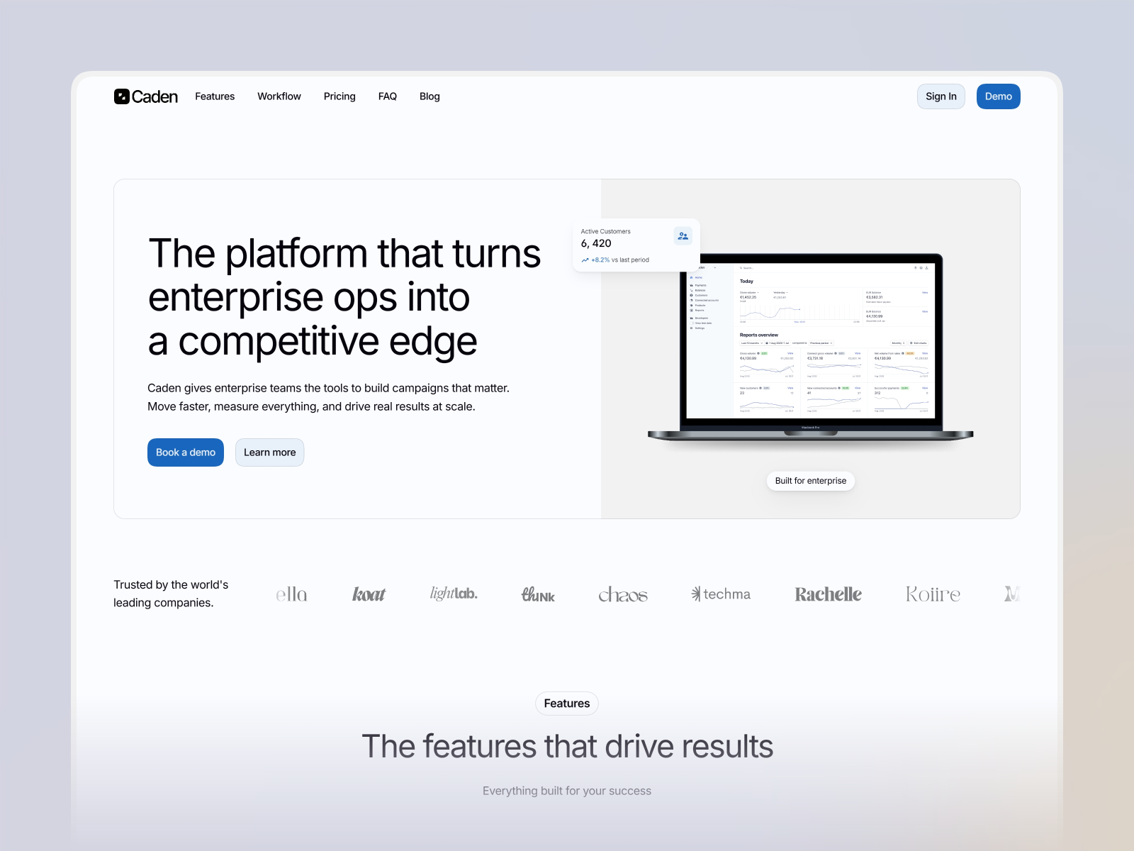 Caden — Free SaaS Framer Template preview