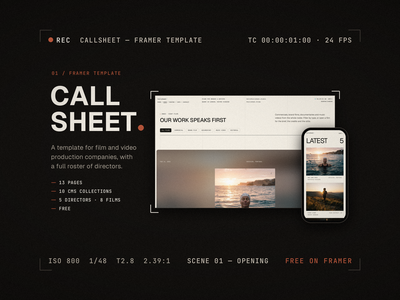 Callsheet — Free Agency Template for Framer preview
