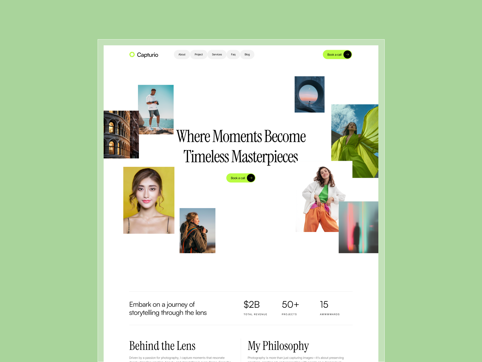 Capturio: Free Photography Website Template by OneFrame — Free Portfolio Framer Template preview