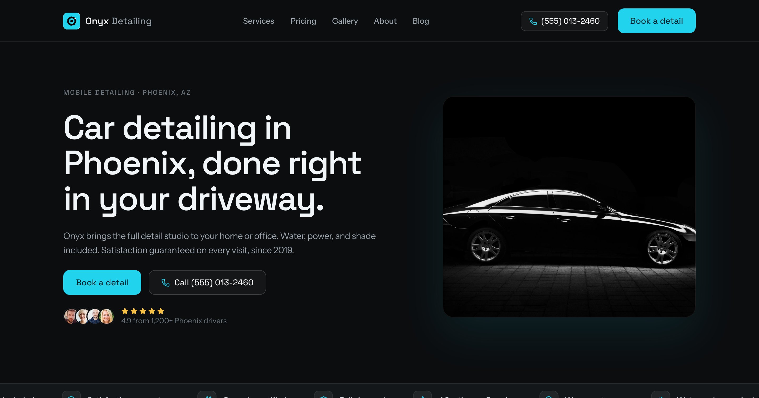 Car Detailing: Free Landing Page Website Template by Khushal Dewra (KDX Studios) — Free Automotive Framer Template preview