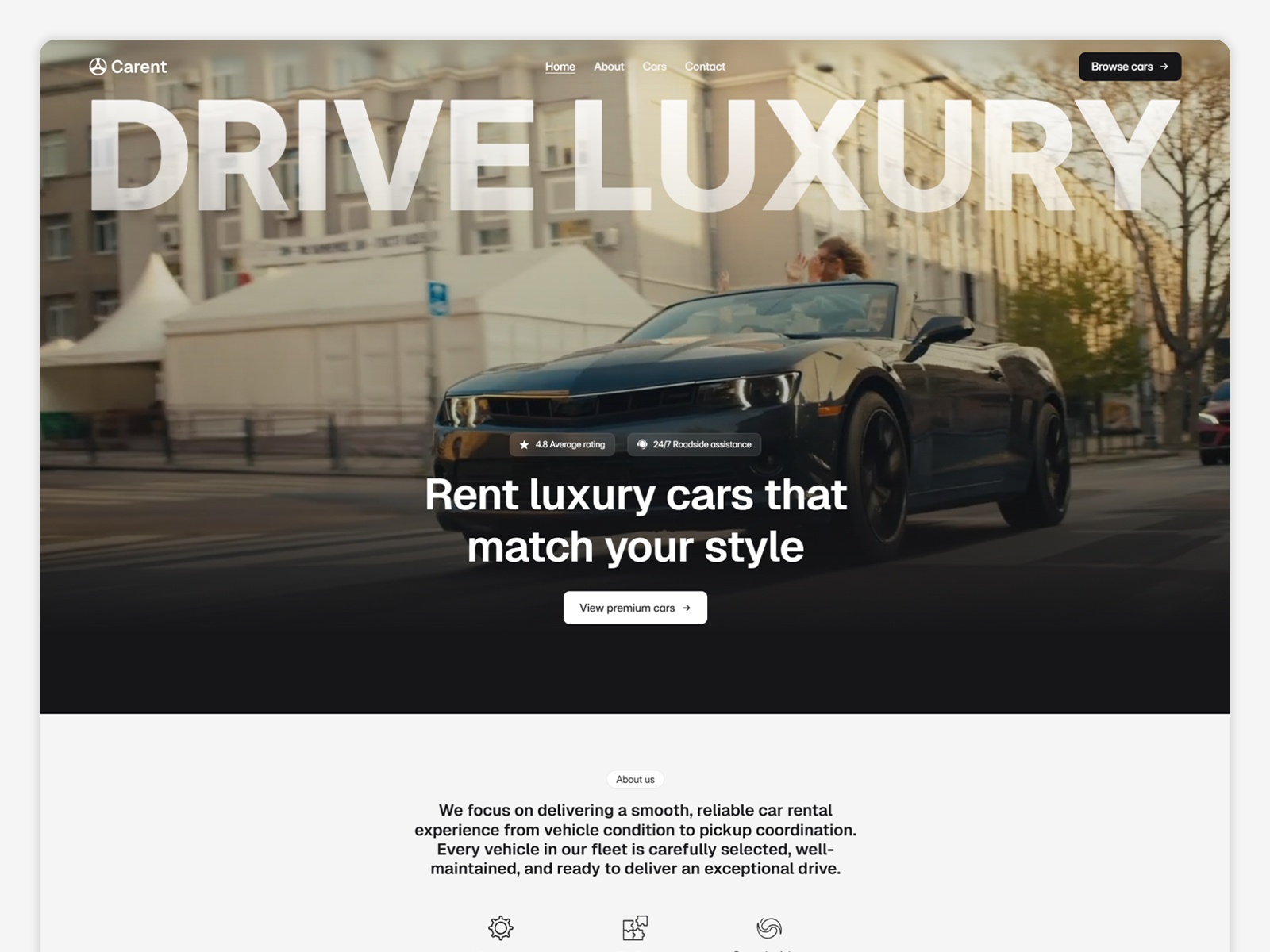 Carent — Free Car Rental Framer Template preview
