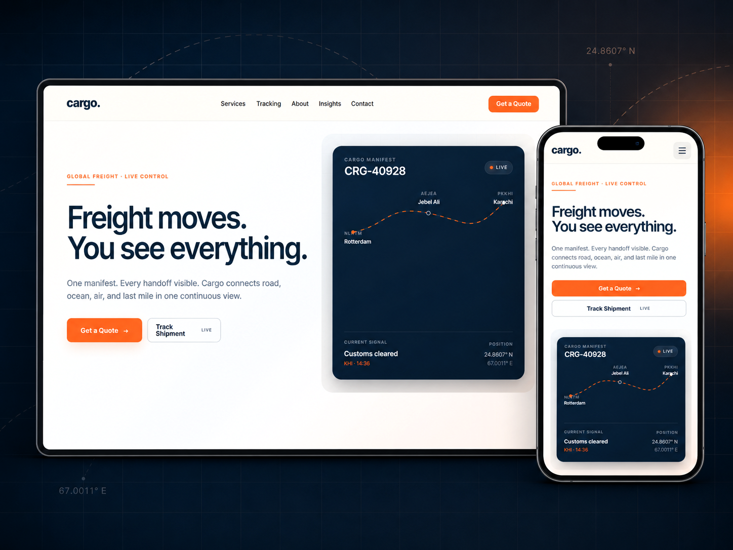 Cargo Logistics — Free Marketing Website Template by Sarwan Khan — Free SaaS Template for Framer by Sarwan Khan preview