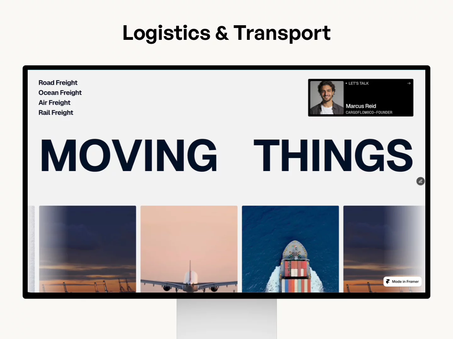 CargoFlow — Free Portfolio Framer Template preview