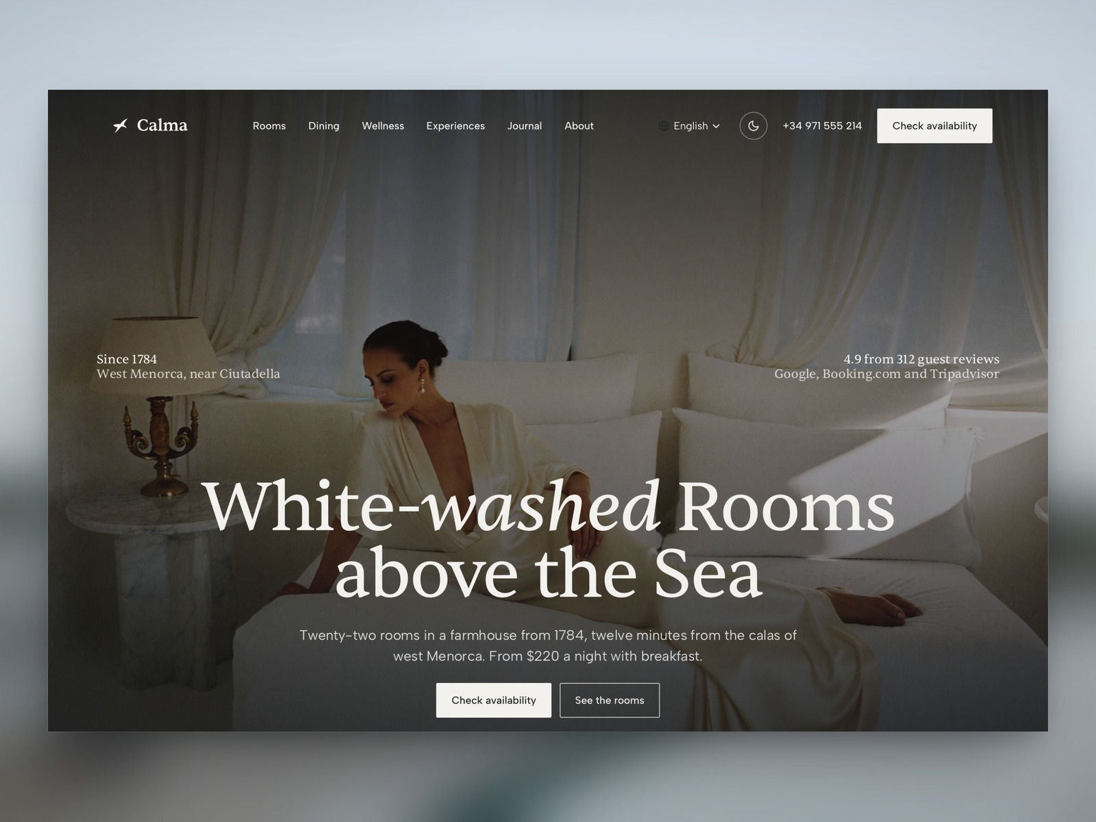 Casa Calma — Free Hospitality Template for Framer preview