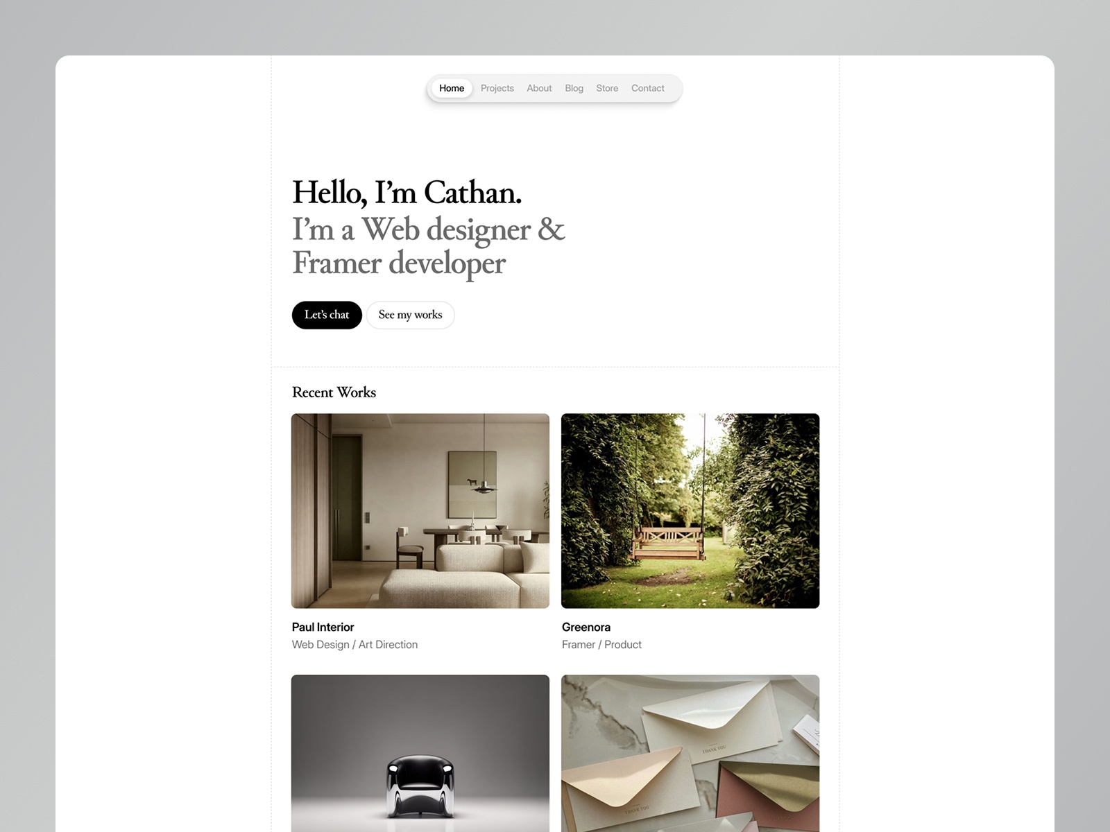Cathan — Free Designer Portfolio Framer Template preview