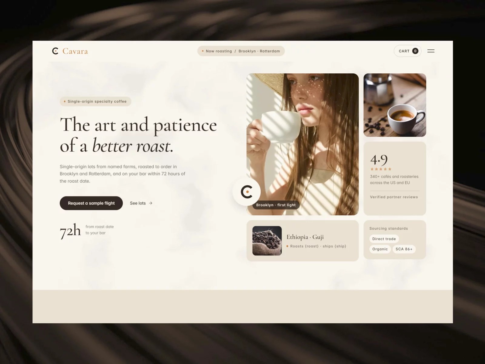 Cavara: Free Ecommerce Website Template by Mirjalol Tilavov — Free Food Framer Template preview