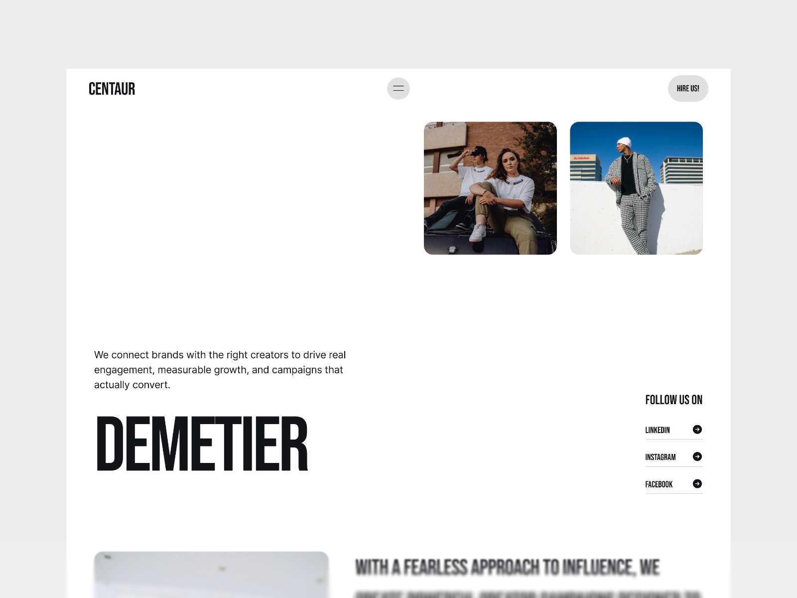 Centaur — Free Social Media Agency Framer Template preview