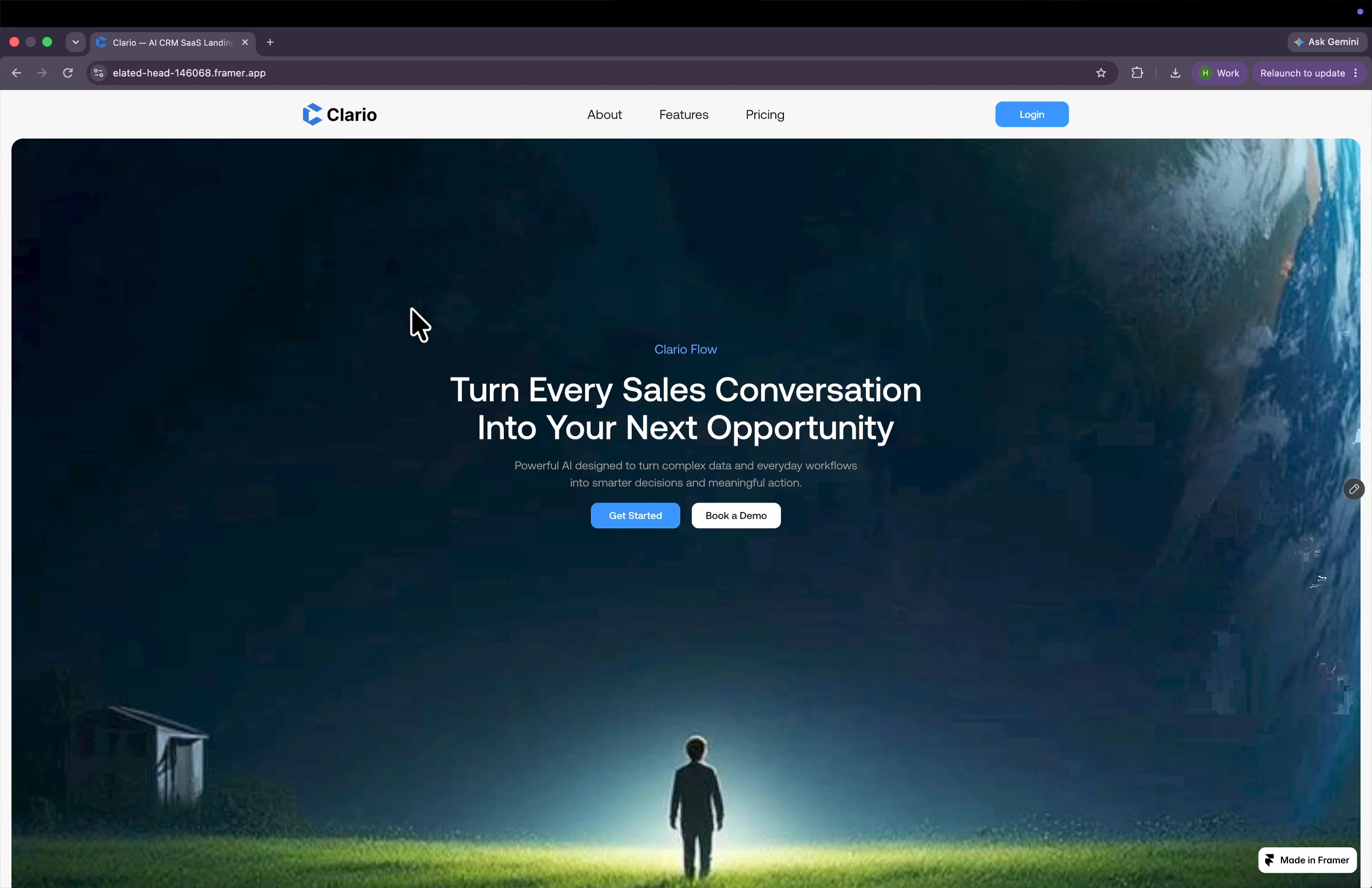ClarioFlow — Free SaaS Template for Framer preview