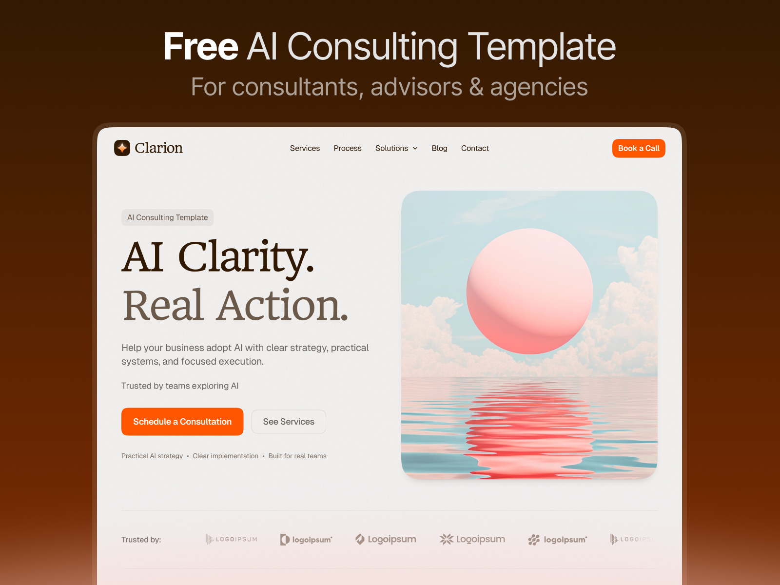 Clarion — Free Agency & AI Startup Framer Template preview
