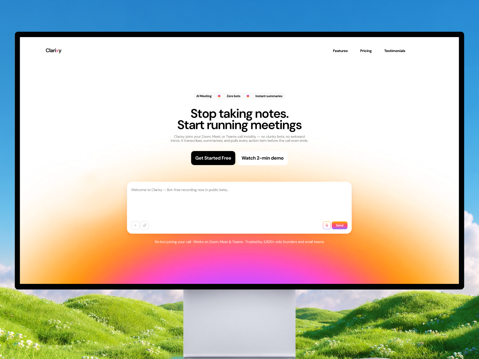 Clarixy: Free AI Website Template by Oussama — Free Landing Page Framer Template preview