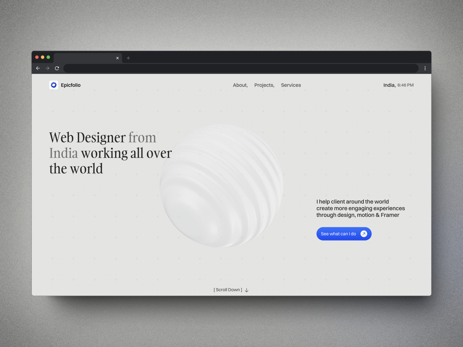Clickable Component: Free Portfolio Website Template by Mert Aker — Free Portfolio Framer Template preview
