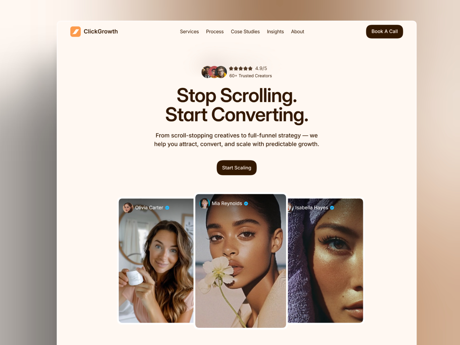ClickGrowth — Free Creator Growth Framer Template preview