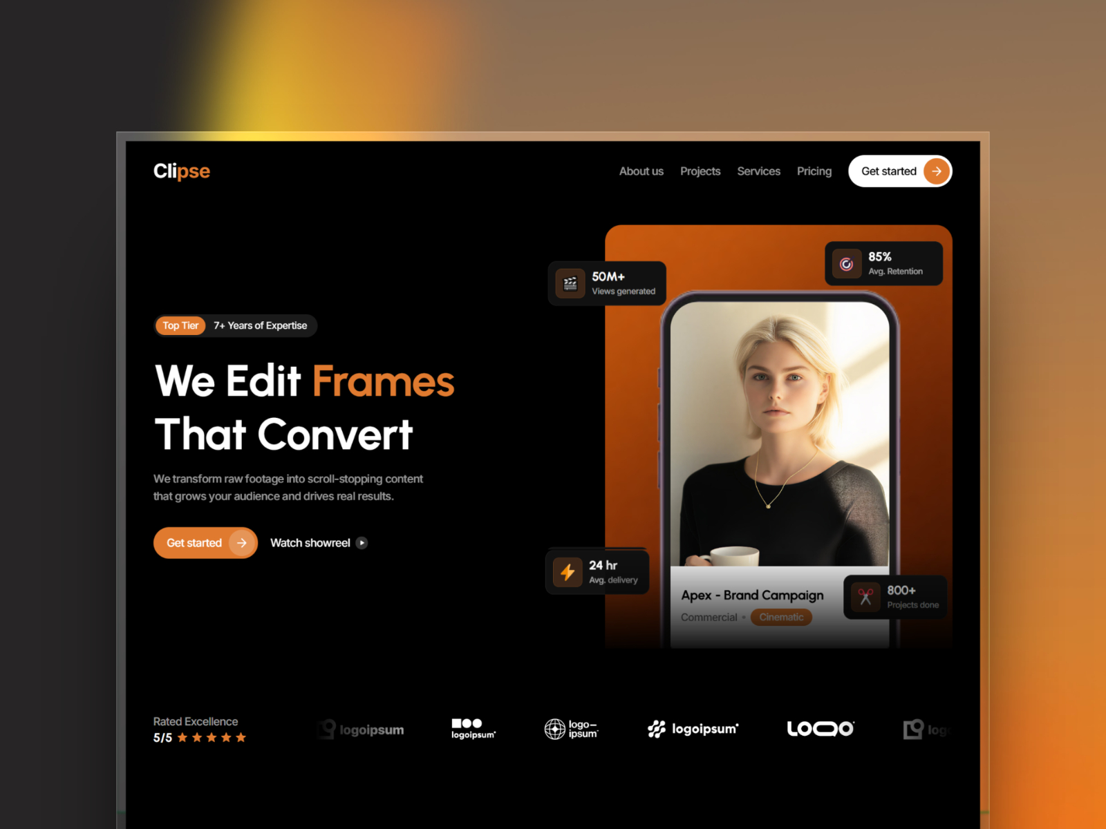 Clipse — Free Video Agency Framer Template preview